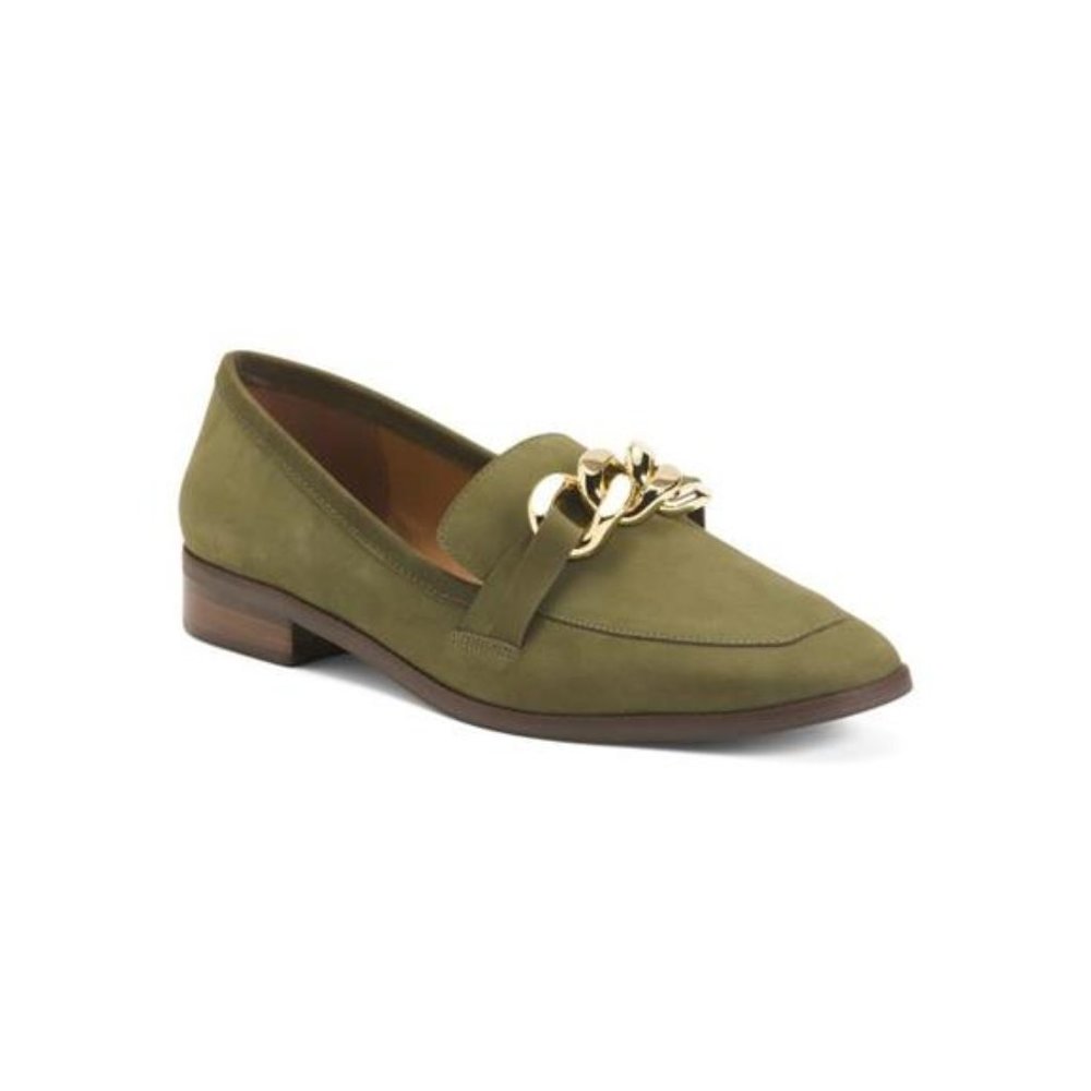 VINCE CAMUTO Made In Brazil Aliyana Leather Loafers - Forest Green - 7.5